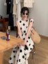 Polka Dot Sleeveless Long Side Slit Casual Dress